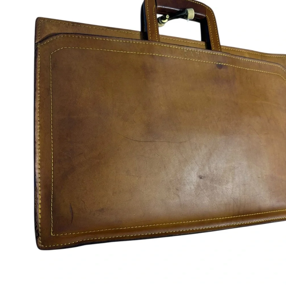 Vintage Retro Schlesinger Brothers Elegant Brown Saddle Leather Briefcase Bag